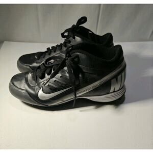 Nike Men's Black White Baseball Softball Cleats Athletic Shoes Black White